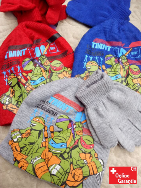 Teenage Mutant Ninja Turtles TMNT Mtze Beanie Cap Kappe und Handschuhe Set