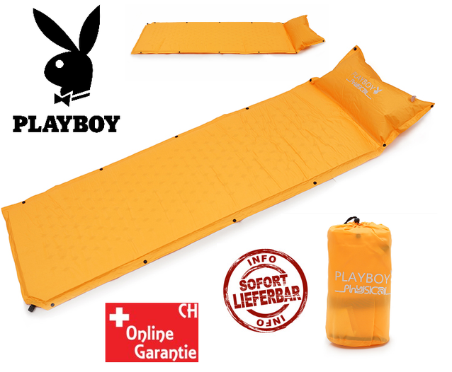 Selbstaufblasbare Playboy Schlafmatte Schlafsack Matratze Camping Festival Openair Kult Hase Kleines Packmass, geringes Gewicht, hoher Komfort.
