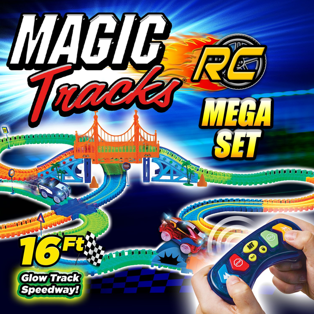  Magic Tracks RC Racer Mega Set inkl. 2 Autos LED Rennbahn Kinder Kinderzimmer Spielzeug Weihnachten Geschenk