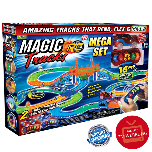 Magic Tracks RC Racer Mega Set inkl. 2 Autos LED Rennbahn Kinder Kinderzimmer Spielzeug Weihnachten Geschenk Junge