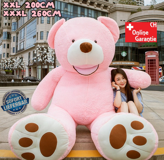Riesen Teddybär Plüsch Bär Teddy Pink 200cm 260cm Geschenk XXL XXXL 2.0m 2.6m Frau Freundin Girl Mädchen Weihnachten
