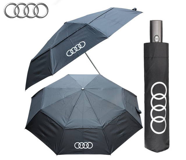 Audi Fan Regenschirm Regen Schirm Taschenschirm Schwarz Fan