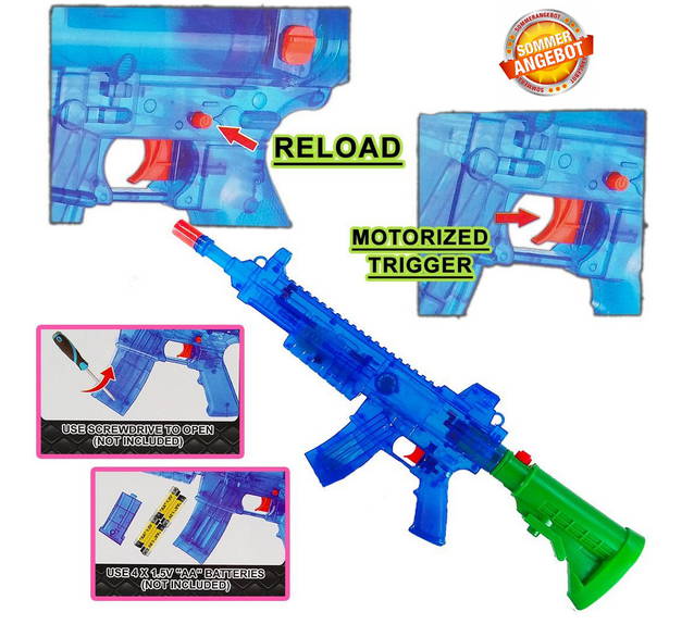 Automatik Batteriebetriebene Wasser Spritzpistole Wasser Pistole Gewehr MG mit LED und Soundeffekten Kind Kinder Sommer Wasserspielzeug
