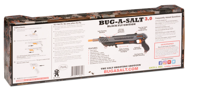 BUG-A-SALT 3.0 BLACK FLY EDITION Bug a Salt Version 3.0 Flinte Fliegen Jagd Fliegenkiller Salz Schrotflinte Salzgewehr Sommer Fliegen Jagd Salzflinte Schweiz Garantie Switzerland Suisse Gadget