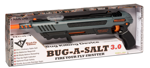 BUG-A-SALT 3.0 BLACK FLY EDITION Flinte Fliegen Jagd Fliegenkiller Salz Gewehr Schrotflinte Salzgewehr Luftdruckgewehr gegen Insekten Fliegenklatsche Gadget