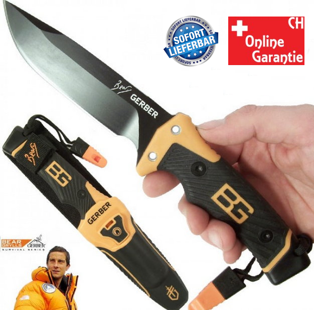 Bear Grylls Ultimate PRO Messer mit Full-Tang Klinge und viel Ausstattung Jagd Jagdmesser Outdoor Surival Serie TV DMAX Serie Gerber