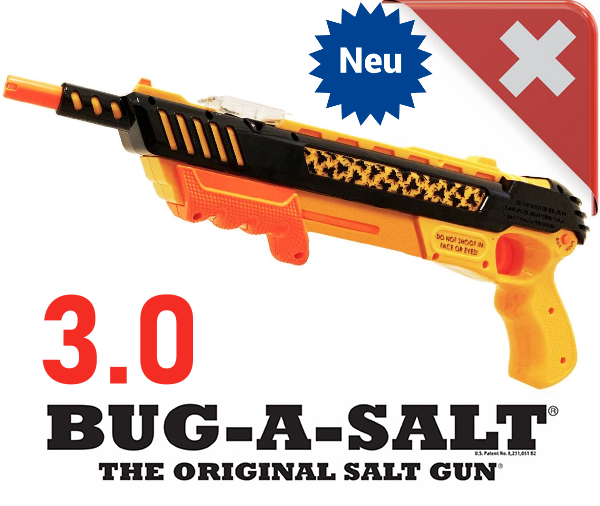 Bug-A-Salt Orange Crush 3.0 Bug a Salt Flinte Fliegen Jagd Fliegenkiller Salz Gewehr Schrotflinte Salzgewehr Luftdruckgewehr gegen Insekten Fliegenklatsche Geschenk Mann Männer Spielzeug