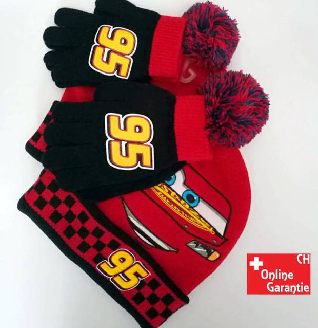 Disney Cars Winterset Lightning McQueen 3tlg. Set: Beanie / Mtze & Handschuhe Kind Kinder Junge Set