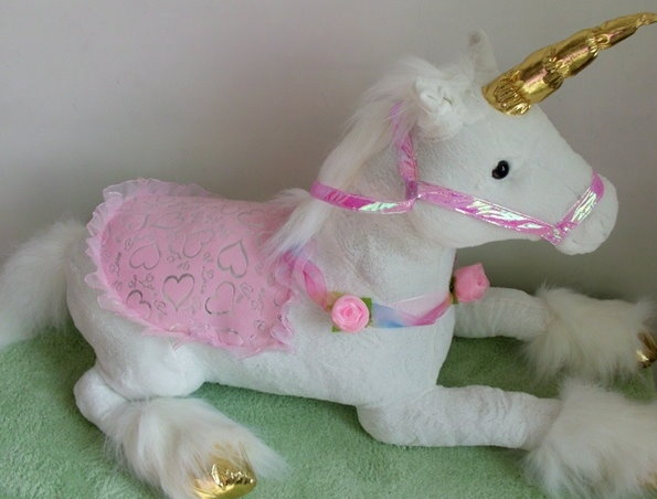 Einhorn Plüschtier Plüsch Pferd Geschenk Kinder Mädchen XXL Grösse Geschenk ca. 110cm Pink und Weiss im Angebot