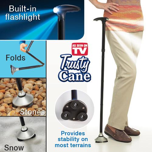 Faltbarer Gehstock mit LED Licht Trusty Cane Rentner Sicher verlsslich rutschfest Platzsparend