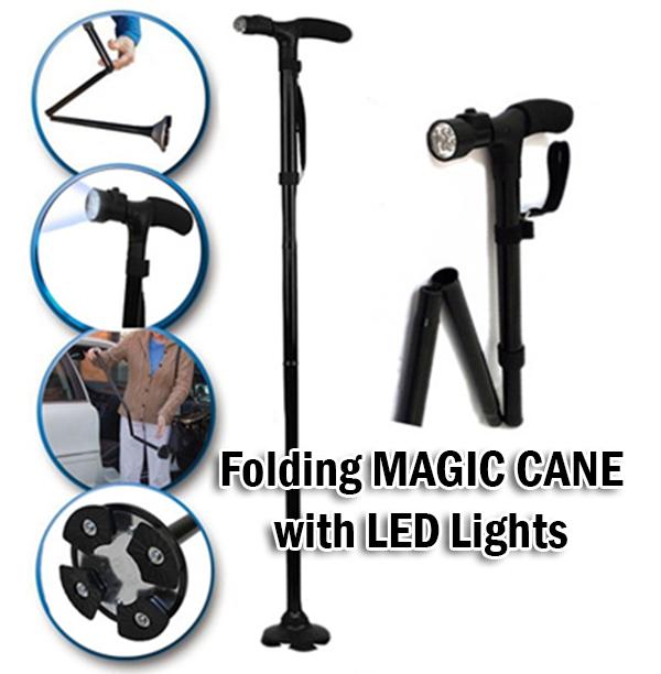 Faltbarer Gehstock mit LED Licht Trusty Cane Rentner Sicher verlsslich rutschfest Platzsparend