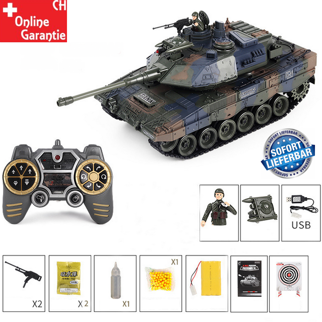 Ferngesteuerter Militr Panzer Tank RC Leopard Airsoft Softair BB Kugeln Schiess Funktion Spielzeug