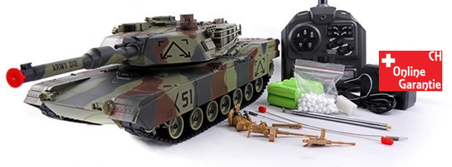 Ferngesteuerter Panzer Tank RC Camouflage Airsoft Softair BB Kugeln Schiess Funktion Komplettset Spielzeug 41cm XL