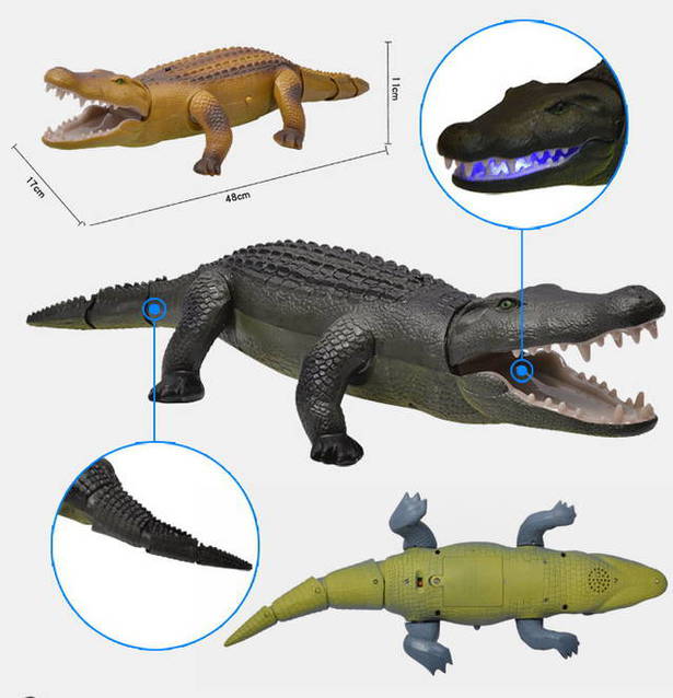 Ferngesteuertes RC Alligator Krokodil 48cm LED + Fernbedienung Spielzeug Kind Kinder