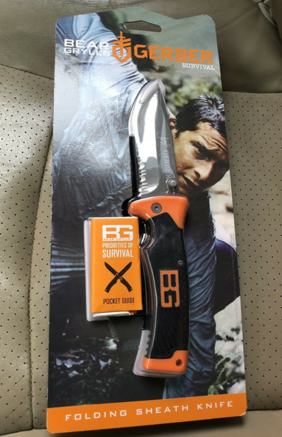 Gerber Bear Grylls Outdoor Messer Klappbar bekannt aus TV DMAX Schweiz Teilwellenschliff Rostfeier Stahl Outdoor Jagd Jagdmesser