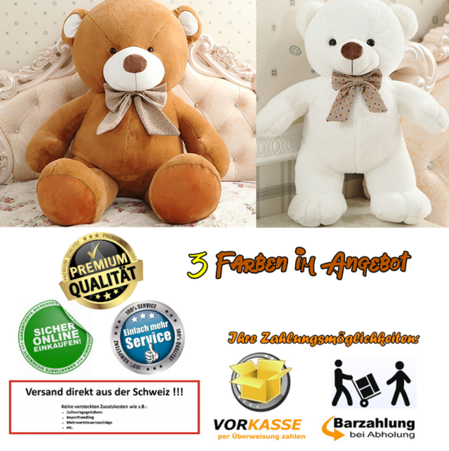 Gigantischer Teddybr Plschbr Plsch Teddy Br 210cm 3 Farben Premium Brenfell Geschenk Kinder Freundin Neuware