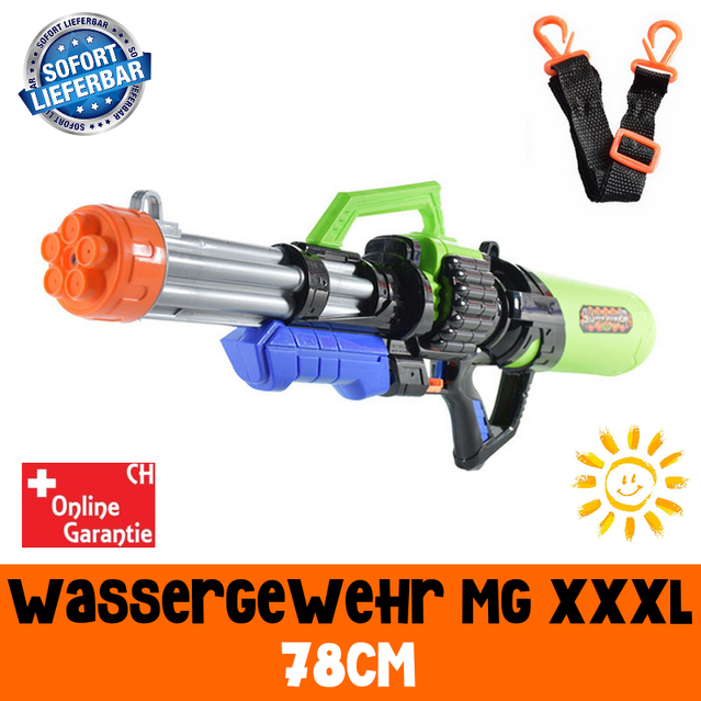 Gigantisches Wassergewehr Wasserpistole Wasser Pistole XXL XXXL Wasser Pistole Gewehr MG Sommer Spielzeug Hit 78cm 2.1L Tank Behlter Kind Kinder Badi