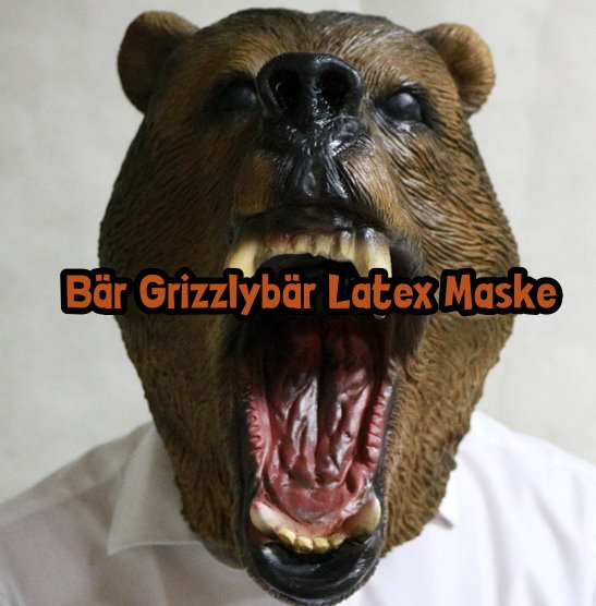 Grizzly Bär Bären Maske aus Latex Tiermaske Halloween Fasnacht