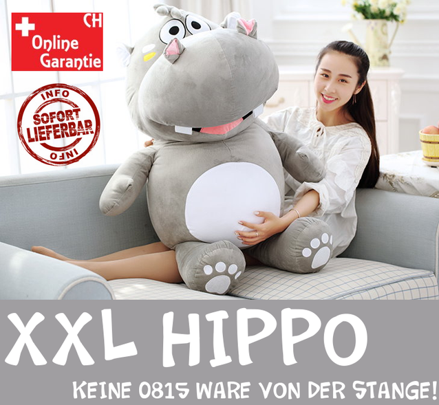 Grosses Plsch Hippo Nilpferd Flusspferd Plschtier XXL Kuscheltier Geschenk Grau Pink 