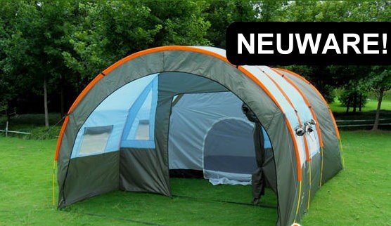 Grosses Tunnel Zelt Partyzelt Hauszelt Camping Openair Tunnelzelt Blau für ca. 5-8 Personen Schlafabteil
