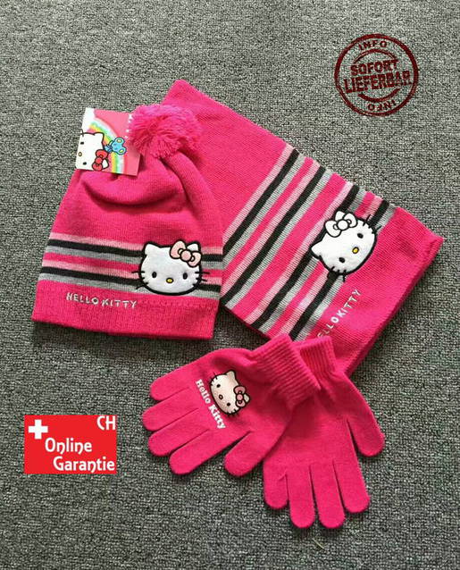 Hello Kitty Hellokitty Cap Mütze Handschuhe und Schal Mädchen Girl Winter Set