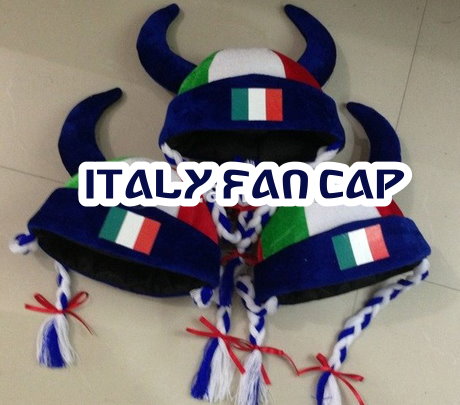 Italien Italy Fan Cap Perücke Hörner Teufel Kappe Mütze Haare Flagge Fussball WM EM Support