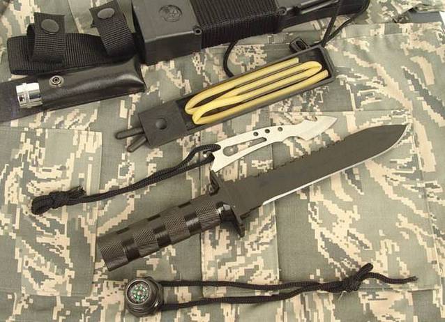 Jungle King 2 Überlebensmesser Survival Messer Jagdmesser Outdoor Lampe Schleudervorrichtung Kompass 