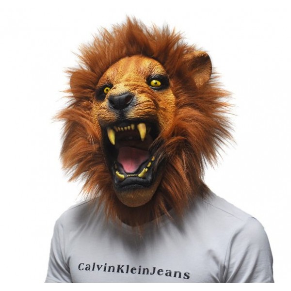 Löwen Maske Deluxe Tiermaske Löwenmaske Kostum Fasnacht Halloween Tiger