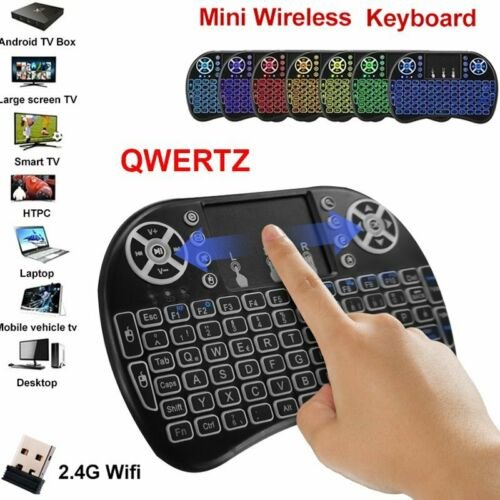 Mini QWERTZ Schweiz Deutsch Tastatur Funktastatur mit Touchpad Wireless 2.4 GHz TV Konsole Zubehör Notebook