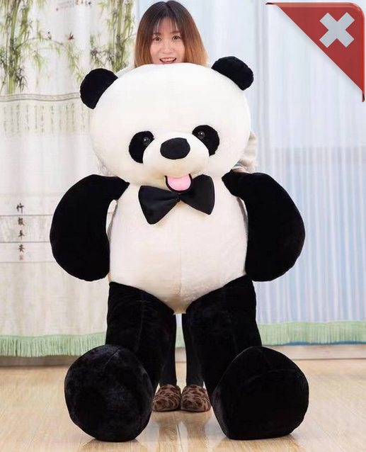 Panda Bär Pandabär Plüsch XXL Schwarz Weiss Fliege Geschenk Kind Kinder Frau Freundin XXL Plüschtier Kuscheltier ca. 150cm