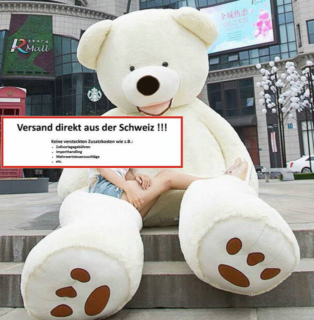 Plüsch Eisbär Teddy Weiss Geschenk 200cm Top Geschenk für alle Eisbärfreunde - XXL Geschenk Teddy
