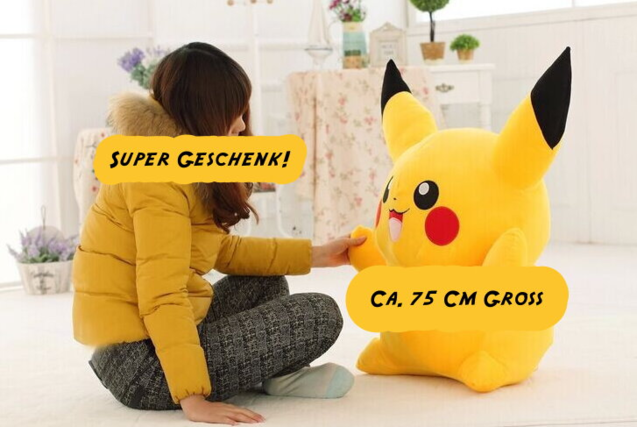 Pokmon Pikachu Pokmon XL Plschtier Plsch Figur Kuscheltier 75-80cm XL Geschenk Hit Fan TV Kino Zubehr