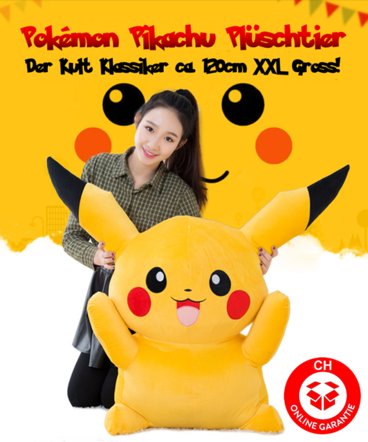 Pokmon Pikachu Plsch Plschtier Pokemon 120cm XXL Gross Geschenk 1.2 Meter Fans Kinder