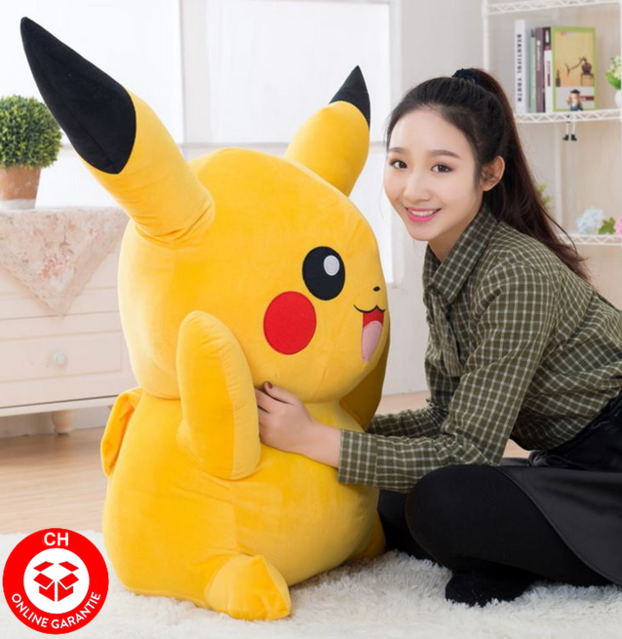 Pokémon Pikachu Plüsch Plüschtier Pokemon 120cm XXL Gross Geschenk Kind Frau Fan TV Serie Kino Kult Gelb Pika
