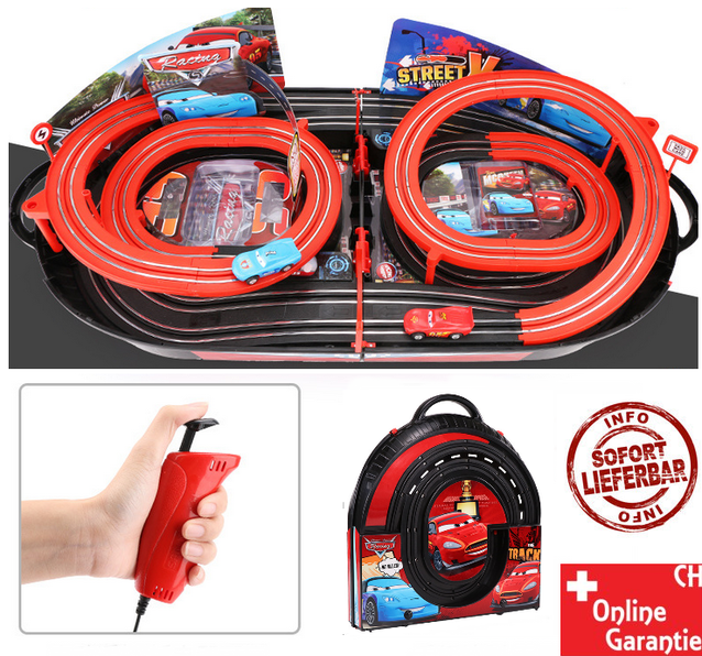 Portable Rennbahn im Koffer Car Cars Racing Auto Rennstrecke Geschenk Kinder Junge Koffer Reifen