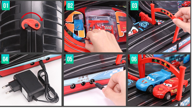 Portable Rennbahn im Koffer Car Cars Racing Auto Rennstrecke Geschenk Kinder Junge Koffer Reifen