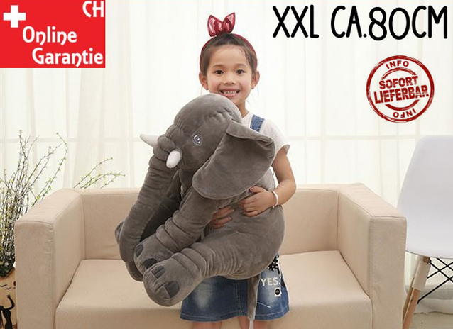 Riesen Plüschtier Elefant XXL Kuscheltier Kissen Elefanten Elefantenkissen Baby Kind Kinder Kinderzimmer Geschenk Mutter 80cm 