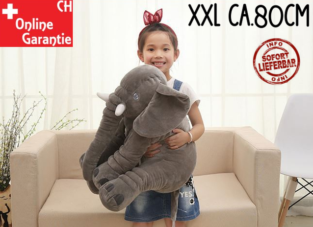 Riesen Plschtier Elefant XXL Kuscheltier Kissen Elefanten Elefantenkissen Baby Kind Kinder Kinderzimmer Geschenk Mutter 80cm 