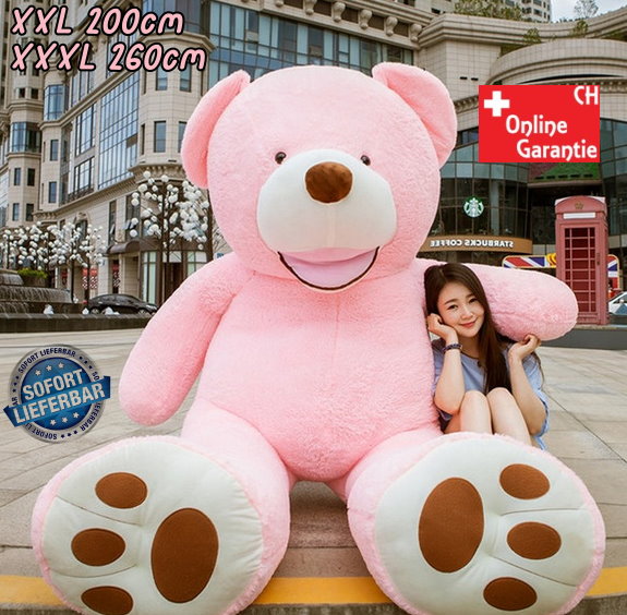 Riesen Teddybär Teddy Bär Plüschbär Pink 260cm 2.6m XXL XXXL Frau Freundin Kind Mädchen Girl Kinder