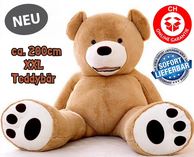 Riesen Teddybär XXL Teddy Bär Geschenk Plüsch Bär Plüschbär 2m 200cm Kinder Neu
