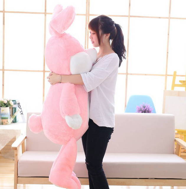 Riesen XXL Plüsch Hase Plüschhase Kaninchen Kuscheltier Pink ILU Ich liebe dich I Love You Pink Rosa Geschenk Mädchen Kind Plüschtier Bunny 150cm