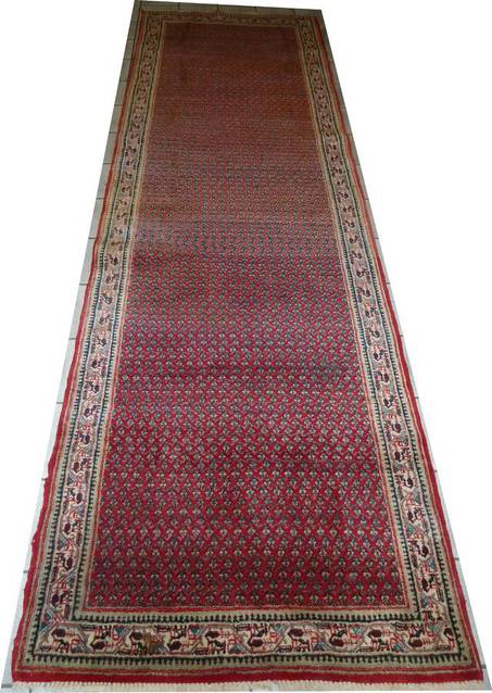Sarough Teppich Iran 350 x 108 cm rot - beige  Handgeknüpfter Perser-Orient-Teppich Sarough Läufer 350 x 108 cm