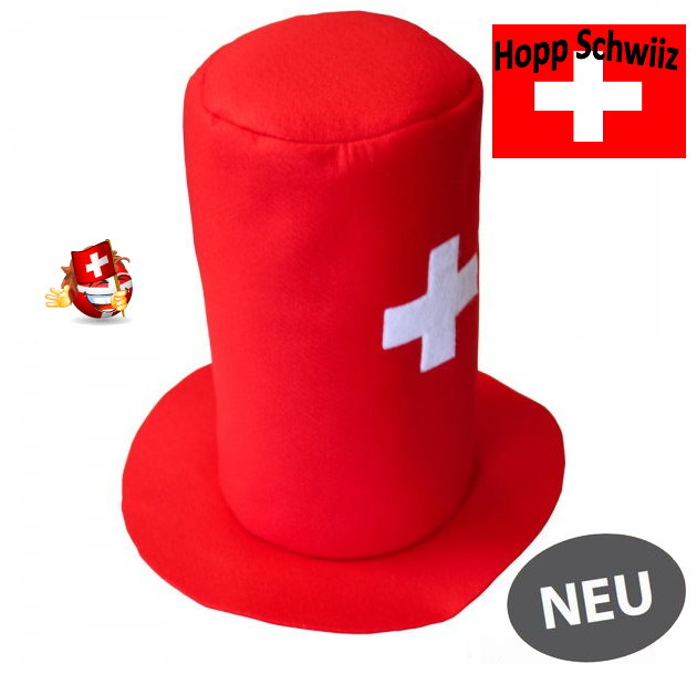 Schweizer Schwiiz Swiss Suisse Fan Zylinder Filz Hut Kappe Mütze Switzerland Fanartikel