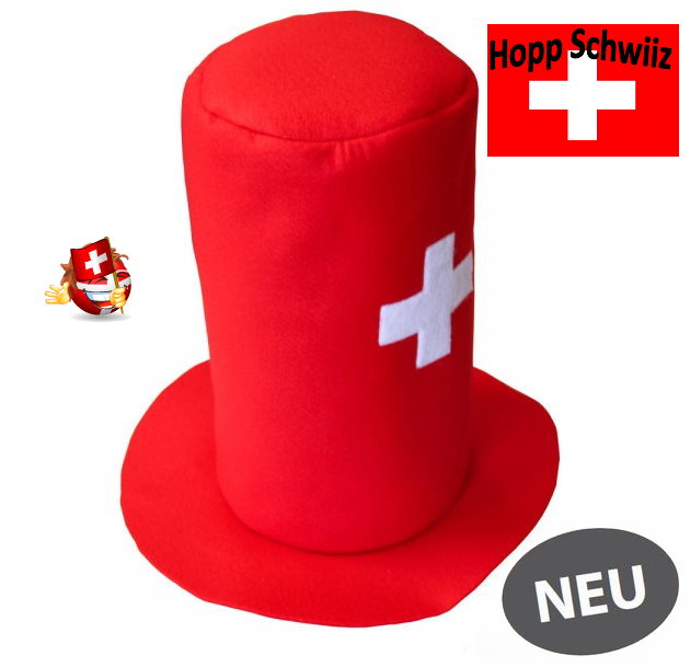 Schweizer Schwiiz Swiss Suisse Fan Zylinder Hut Kappe Mtze Fussball EM WM Hockey Tennis Handball Sport Fanshop Fanartikel