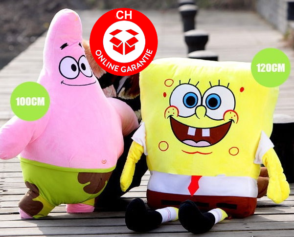 Spongebob Schwammkopf Sponge Bob 120cm XXL Plüschtier Plüsch Kuscheltier Deko Geschenk Kind Kinder TV Serie Kino Kult
