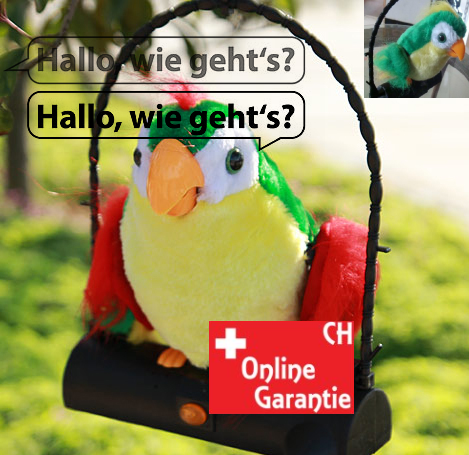 Sprechender Plüsch Papagei spricht nach Spielzeug Kind Kinder Lustig Fun Talking Vogel plappert Neu aus der Schweiz
