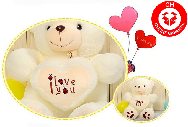 Teddy Br Teddybr Weiss Plschbr Plsch Br mit Herz I love You Ich liebe dich Glcksbringer Geschenk Frau Valentinstag