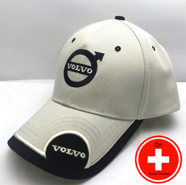 Volvo Cap Mütze Kappe Auto Fan Artikel Accessoire Schwarz Beige
