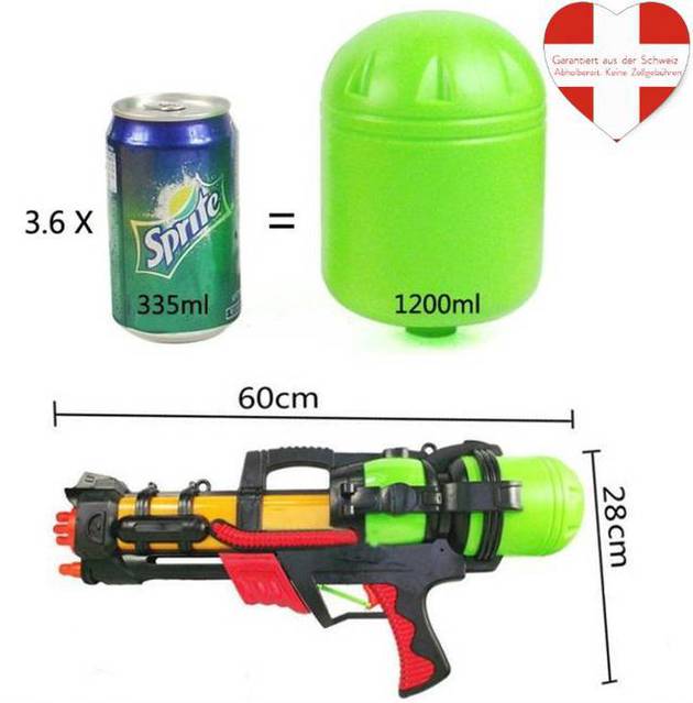 Wassergewehr XXL 60cm mit Pumpfunktion und 1.2L grossen Wasser Tank Sommer Wasser Pistole Gewehr Spielzeug