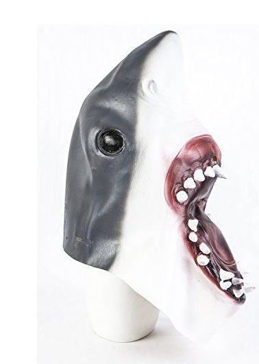 Weisser Hai Haimaske Horror Jaws Fasnacht Halloween Horror Blut Fisch Neuheit